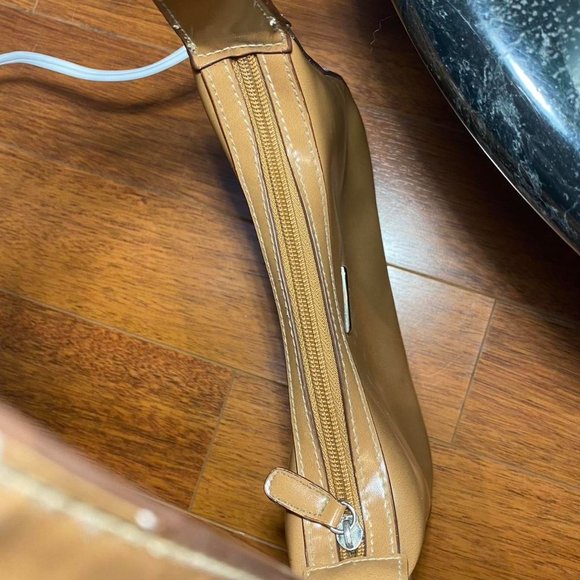 brown mini purse by minicci tan shoulder bag studs on bottom ring on front strap - Picture 7 of 9